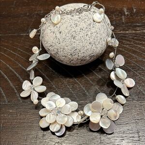 Elegant Floral Pearl choker Necklace